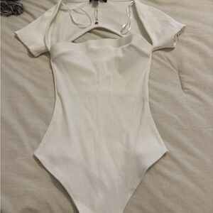 Lulu's Cream Ribbed Bodysuit